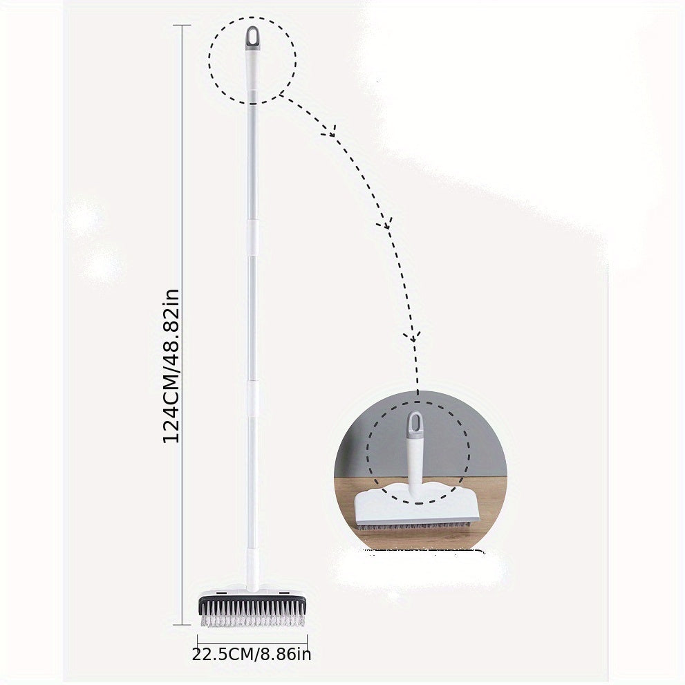 1pc, Floor Brush Wiper Dual-use Two-in-one Brush, Bathroom Hard Bristle Ground Brush, Long Handled Brush, Toilet No Dead Corner Cleaning Brush Long Cleaning Brush