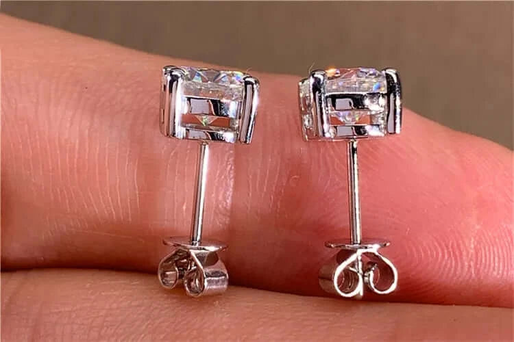 10K White Gold Stud Earrings Women 0.5 1 2 3 Carat Round Moissanite Diamond Present Wedding Anniversary Engagement Party Gift