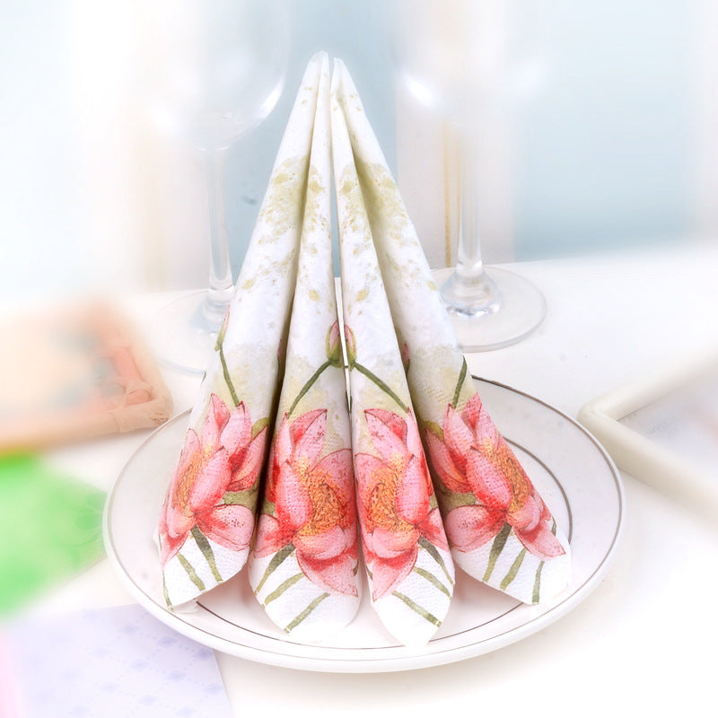 20pcs/set Lotus Flower Placemat Paper, Flounce Cup Flower Paper, For Holiday Party Decoration