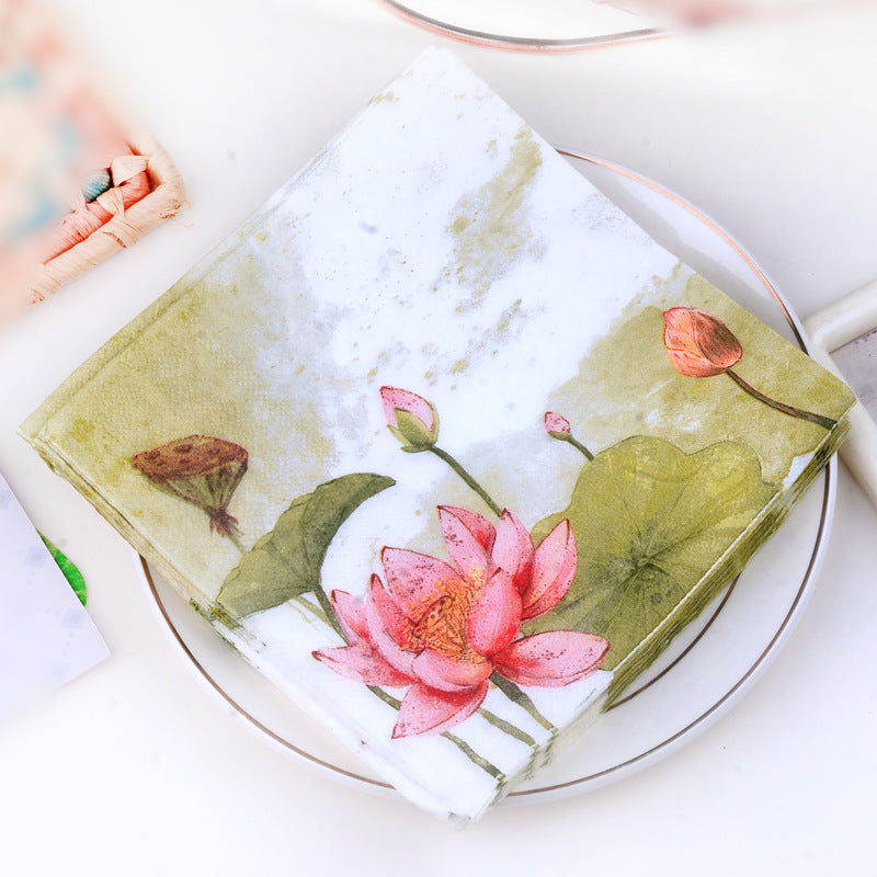 20pcs/set Lotus Flower Placemat Paper, Flounce Cup Flower Paper, For Holiday Party Decoration Lotus Leaf Lotus