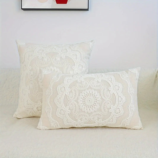 1pc Delicate Round Embroidered Pillowcase, Home Decoration, Pillow Insert Not Included Floral Traditional Zip Throw Pillow Cover dealsjust