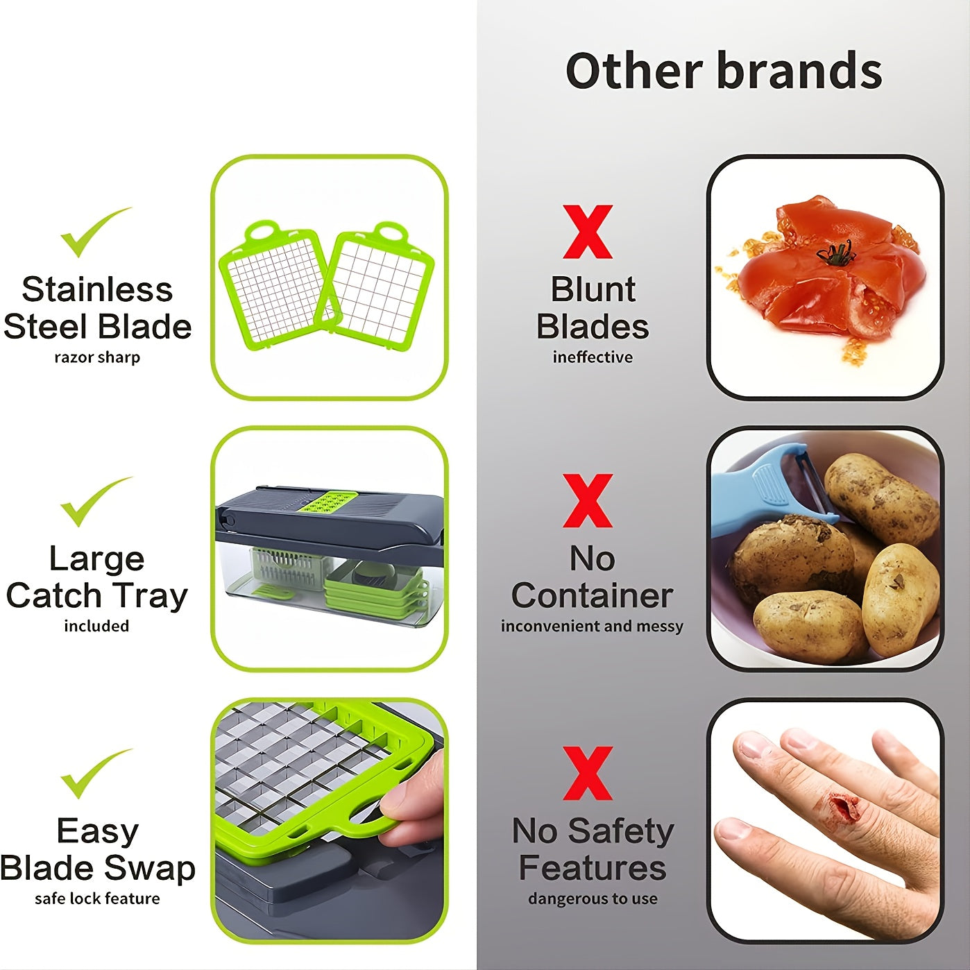 1Set Vegetable Onion Chopper, Kitchen 15 In 1 Food Chopper 8 Blades Cutter With Container(13.7*4.7Inch)