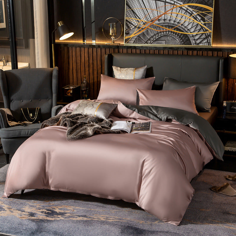 Cotton Sheet and Pillowcase Four-piece Set Purple bean paste highgrade a