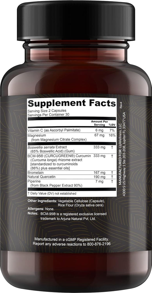 UpWellness Golden Revive + Joint Support with Quercetin, Magnesium, and Turmeric, 60 Capsules - 6 Active Ingredients for Joint and Muscle Care - Physician Formulated