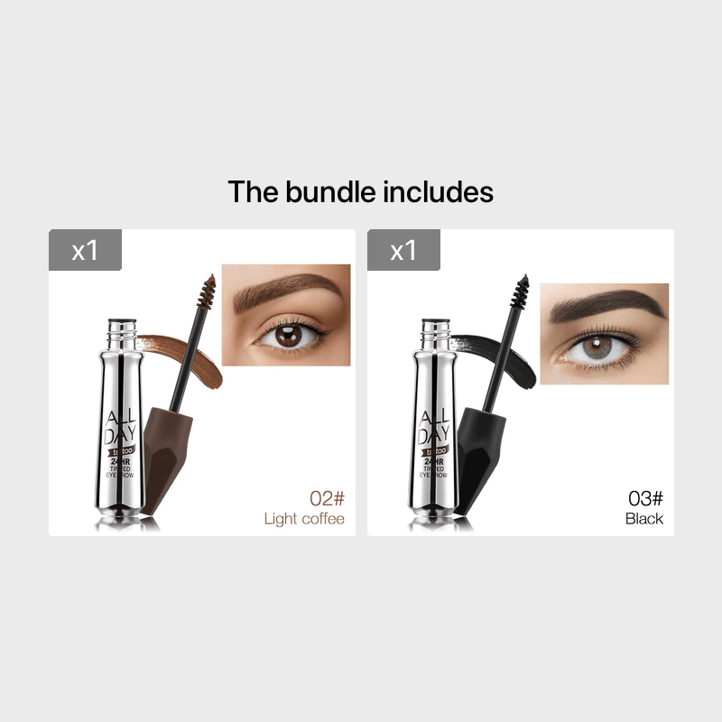 Long-Lasting, Waterproof Eyebrow Tint - Sweat-Proof, Non-Fading, Quick-Drying & All Day Wear! 02#Light Coffee+03#Black