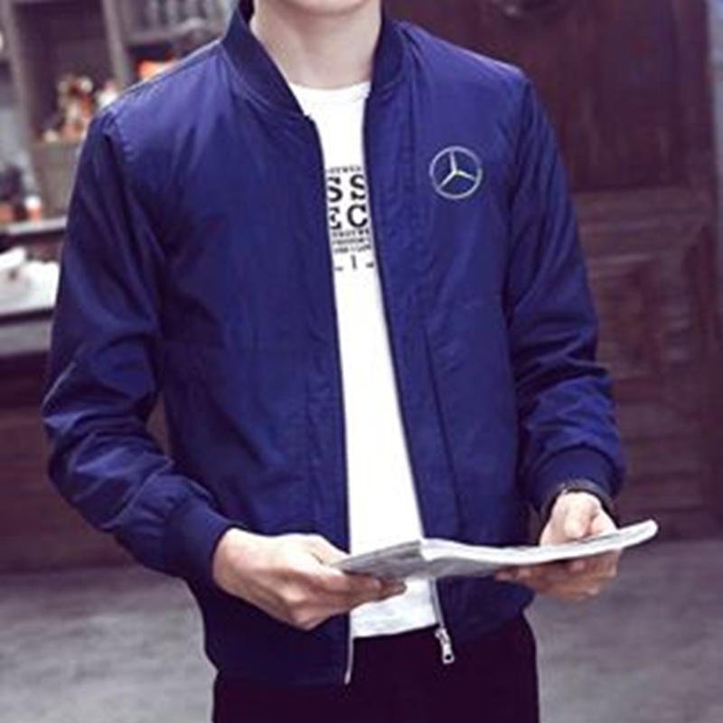 Spring and Autumn Casual Sturdy Fashion Slim Pilot Jacket Men's Baseball Jacket Blue