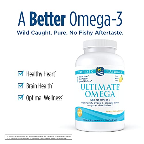 Nordic Naturals Ultimate Omega, Lemon Flavor - 210 Soft Gels - 1280 mg Omega-3 - High-Potency Omega-3 Fish Oil with EPA & DHA - Promotes Brain & Heart Health - Non-GMO - 105 Servings