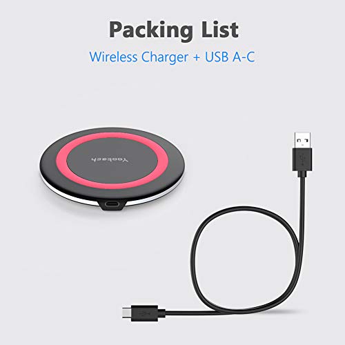 Yootech Wireless Charger, Qi-Certified 10W Max Fast Wireless Charging Pad Compatible with iPhone 12/12 Mini/12 Pro Max/SE 2020/11 Pro Max,Samsung Galaxy S21/S20/Note 10/S10,AirPods Pro(No AC Adapter)
