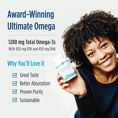 Nordic Naturals Ultimate Omega, Lemon Flavor - 210 Soft Gels - 1280 mg Omega-3 - High-Potency Omega-3 Fish Oil with EPA & DHA - Promotes Brain & Heart Health - Non-GMO - 105 Servings