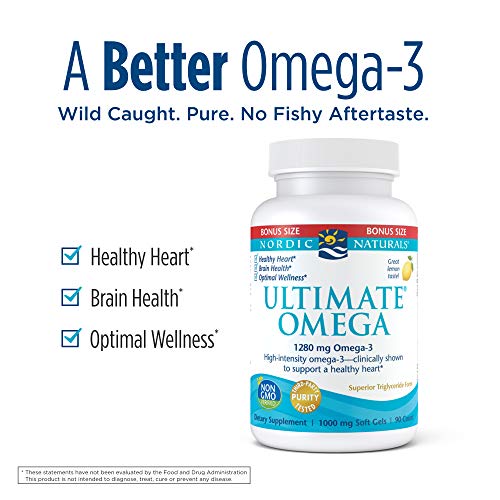 Nordic Naturals Ultimate Omega, Lemon Flavor - 210 Soft Gels - 1280 mg Omega-3 - High-Potency Omega-3 Fish Oil with EPA & DHA - Promotes Brain & Heart Health - Non-GMO - 105 Servings