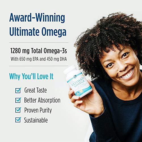 Nordic Naturals Ultimate Omega, Lemon Flavor - 210 Soft Gels - 1280 mg Omega-3 - High-Potency Omega-3 Fish Oil with EPA & DHA - Promotes Brain & Heart Health - Non-GMO - 105 Servings