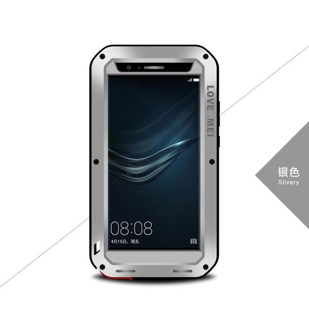 Phone Cases for Huawei P9+ w/Tempered Gorilla Glass Silver