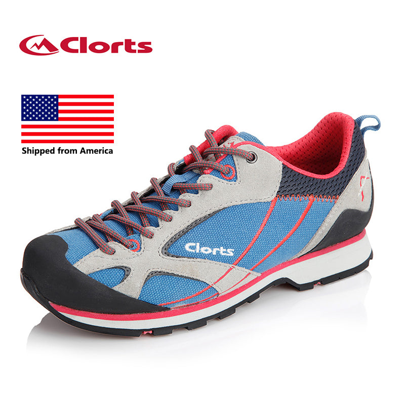 Shipped From USA Clorts Women Climbing Shoes Outdoor Cow Suede Waterproof Hiking Shoes EVA Sport Sneakers 3E003C