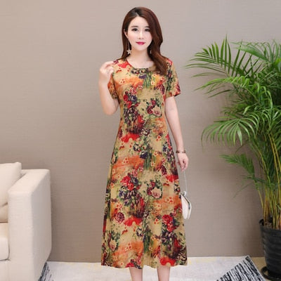 Summer Dress New 2019 Plus size cotton Elegant 18