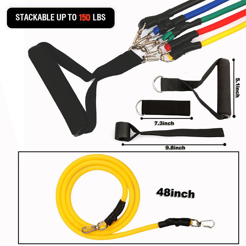 US STOCK, 11 pcs/Set Pull Rope Latex Fitness Exercises Resistance Bands Elastic Exercises Body Fitness Strength Resistance Bands FY7007