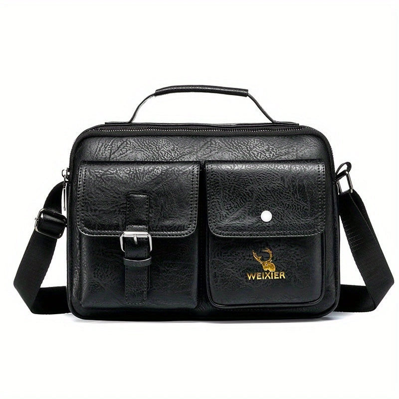 Men's Shoulder Bag: Business Satchel, Crossbody, and Casual Bag for Boys and Men Horizontal Black