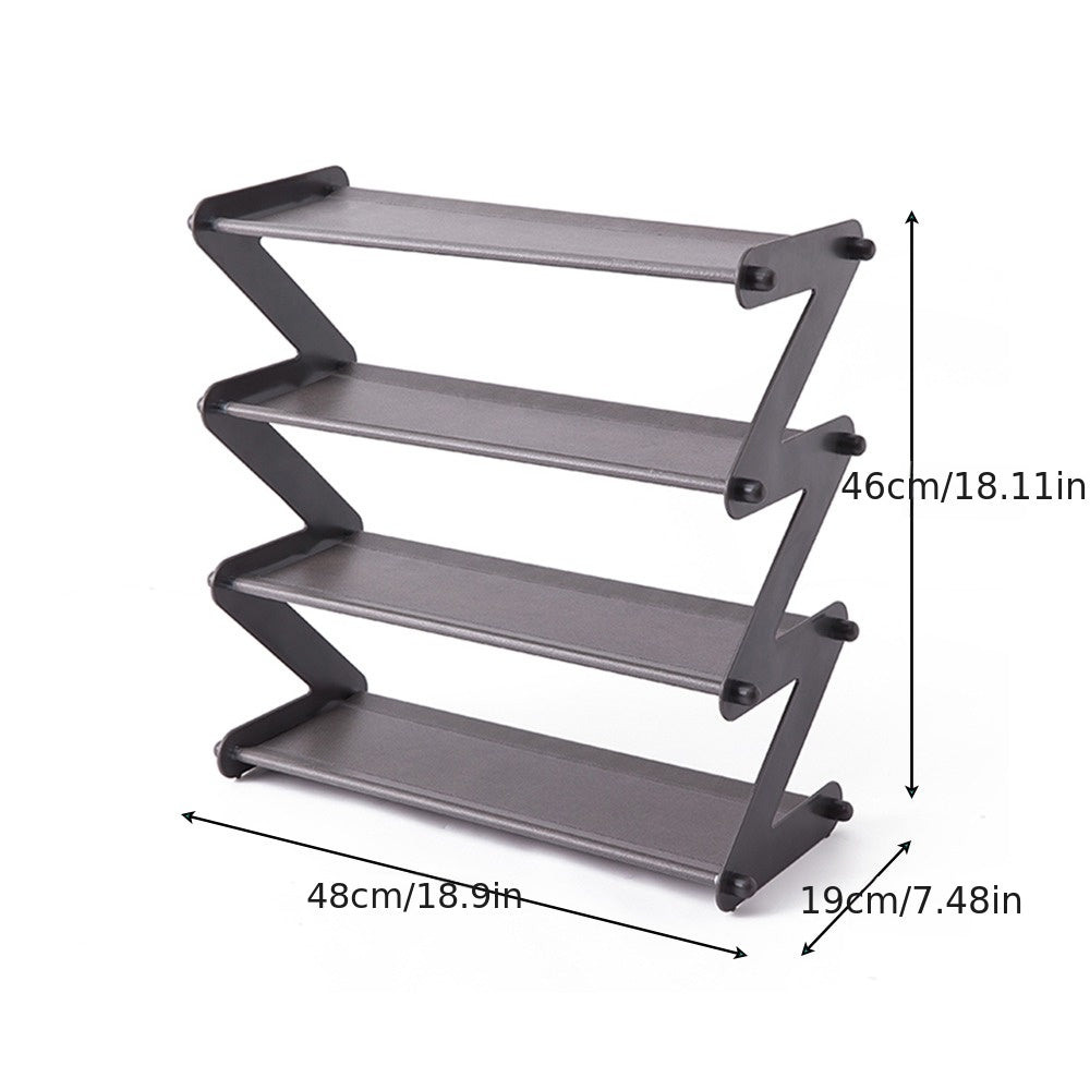 1pc Simple Shoe Rack Assembly Z-Type Household Dormitory China Dark Gray