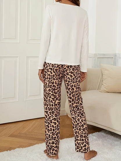 Stylish Leopard Heart Pajama Set