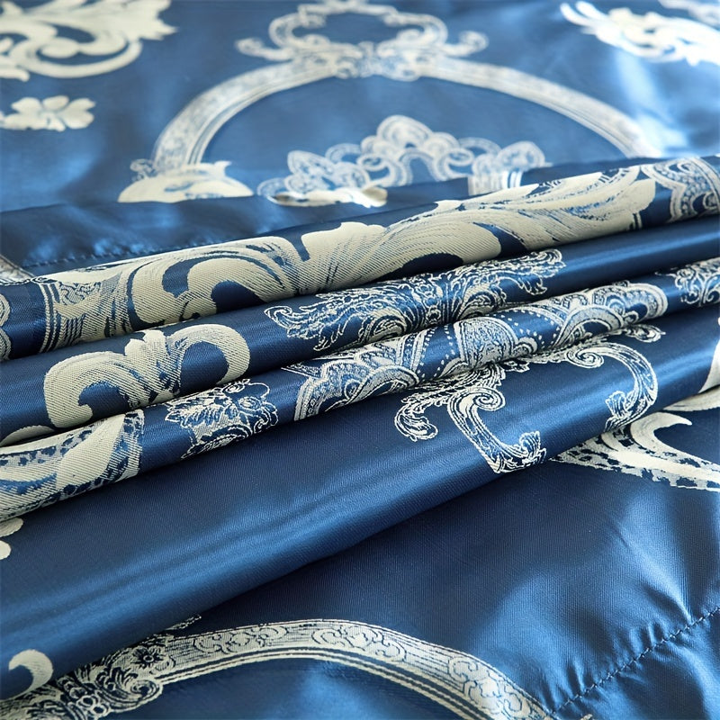 3pcs European Satin Jacquard Duvet Cover Set, Bedding Set For Bedroom, Guest Room (1*Duvet Cover + 2*Pillowcase, Without Core)