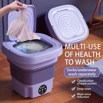 8L Portable Folding Washing Machine: Perfect for Camping, RV, Travel, and Home Use!