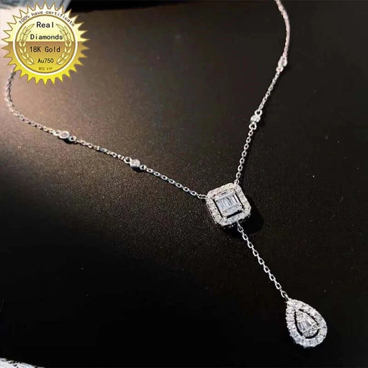 100% 18K white gold natural diamond necklace all use 0.5ct diamond H-M06