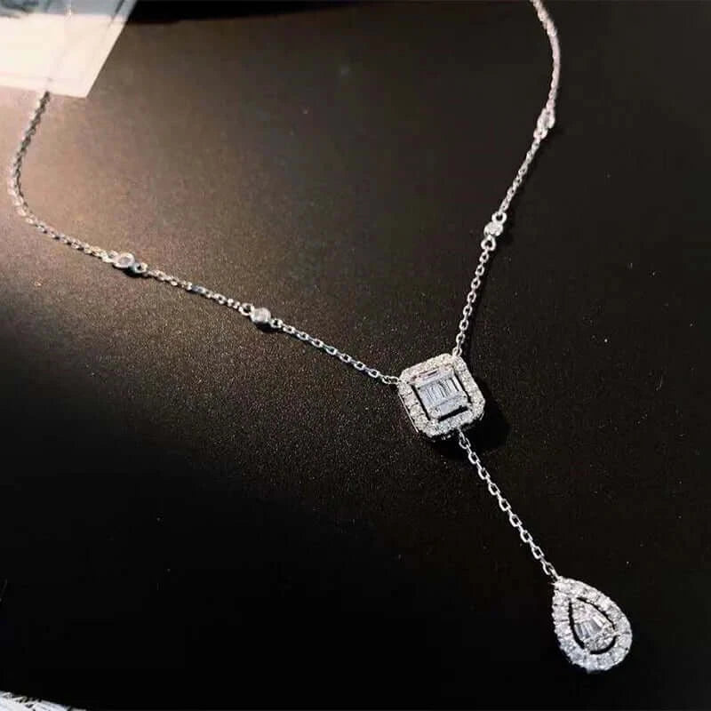 100% 18K white gold natural diamond necklace all use 0.5ct diamond H-M06