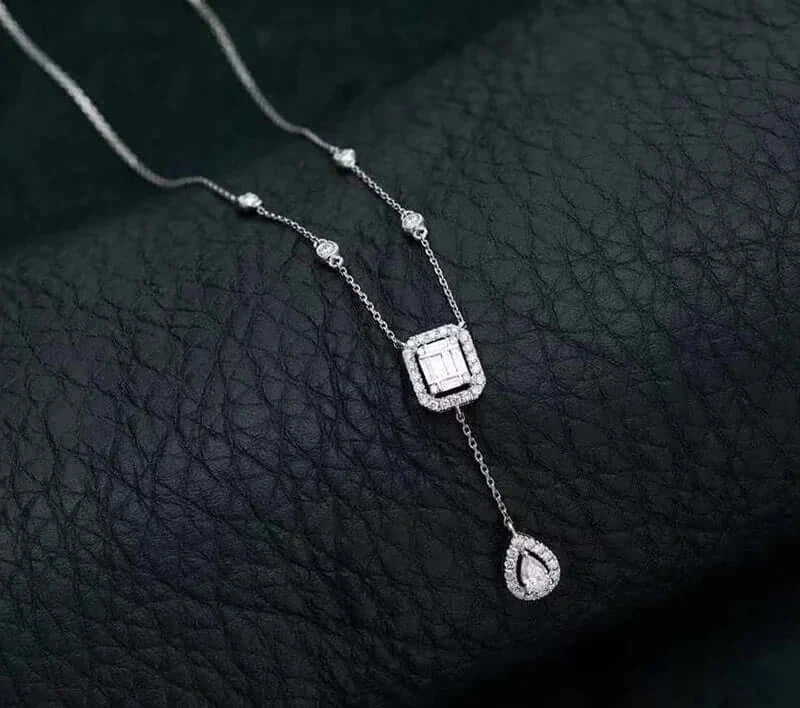 100% 18K white gold natural diamond necklace all use 0.5ct diamond H-M06