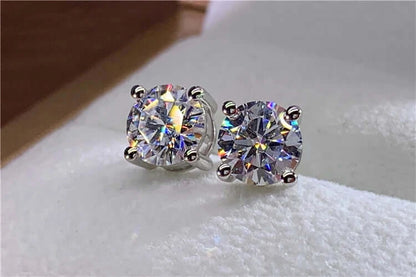 10K White Gold Stud Earrings Women 0.5 1 2 3 Carat Round Moissanite Diamond Present Wedding Anniversary Engagement Party Gift