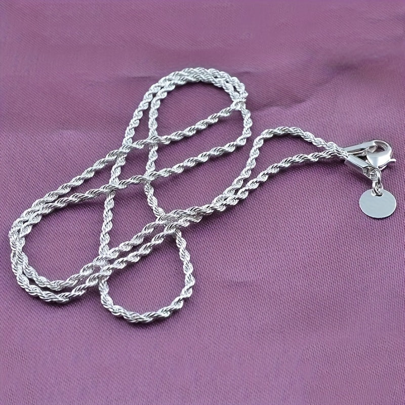 Stunning Silver Twisted Rope Chain Necklace Ideal for DIY Pendant