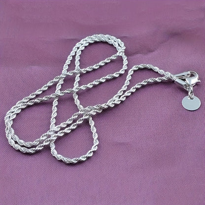 Stunning Silver Twisted Rope Chain Necklace Ideal for DIY Pendant