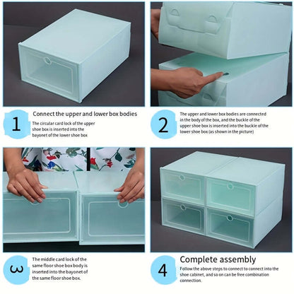 12pcs Thickened Plastic Shoes Boxes, Transparent Easy Assembly Shoes Organizer, Dustproof PP Shoes Box For Men And Women, Side Opening Door Shoes Cabinet, High Quality Shoes Storage Box