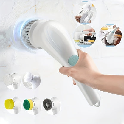 7pcs Electric Spin Scrubber - Cordless, USB Rechargeable, 360° Power Cleaning Brush with 5 Replaceable Brush Heads for Wall & Bathtub!