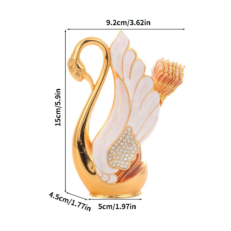 European Light Luxury Swan Spoon Holder, Golden And Silver Swan Frame, Swan Decoration, Alloy Handicraft