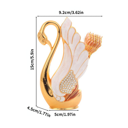 European Light Luxury Swan Spoon Holder, Golden And Silver Swan Frame, Swan Decoration, Alloy Handicraft