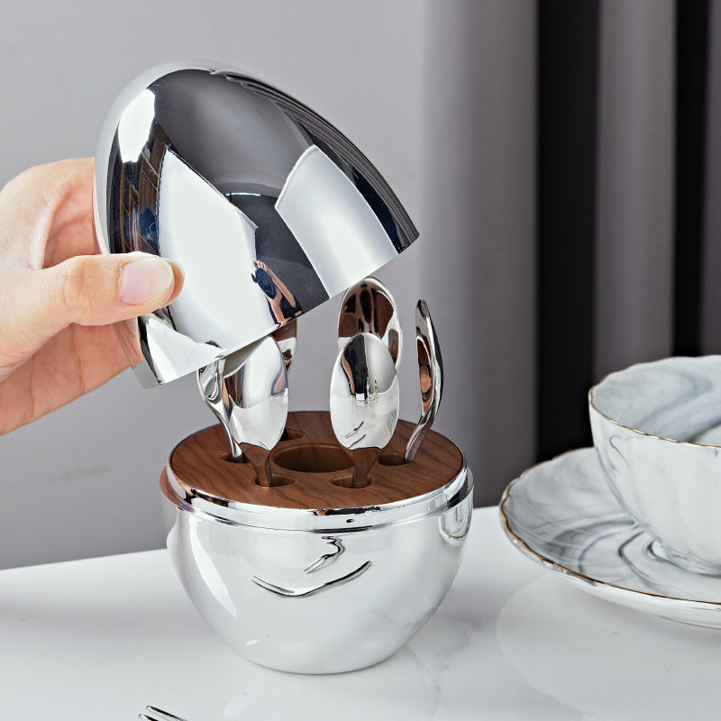 Creative Mind Egg 316 Stainless Steel Coffee Coffee Spoons Fruit Frail Party Meeting Egg Big Silvery Egg Set