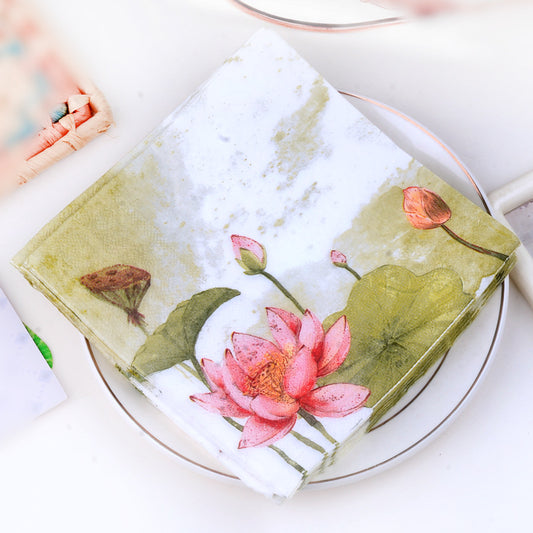 20pcs/set Lotus Flower Placemat Paper, Flounce Cup Flower Paper, For Holiday Party Decoration Lotus Leaf Lotus