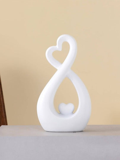 1pc Polyresin Decoration Craft, Heart Design Decorative Object For Living Room White one-size