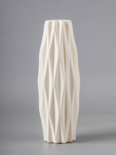 1pc PE Flower Vase, Nordic White Textured Vase For Flower one-size
