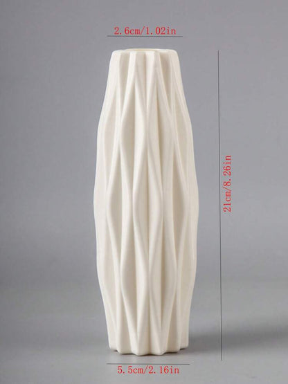 1pc PE Flower Vase, Nordic White Textured Vase For Flower