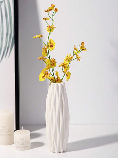 1pc PE Flower Vase, Nordic White Textured Vase For Flower