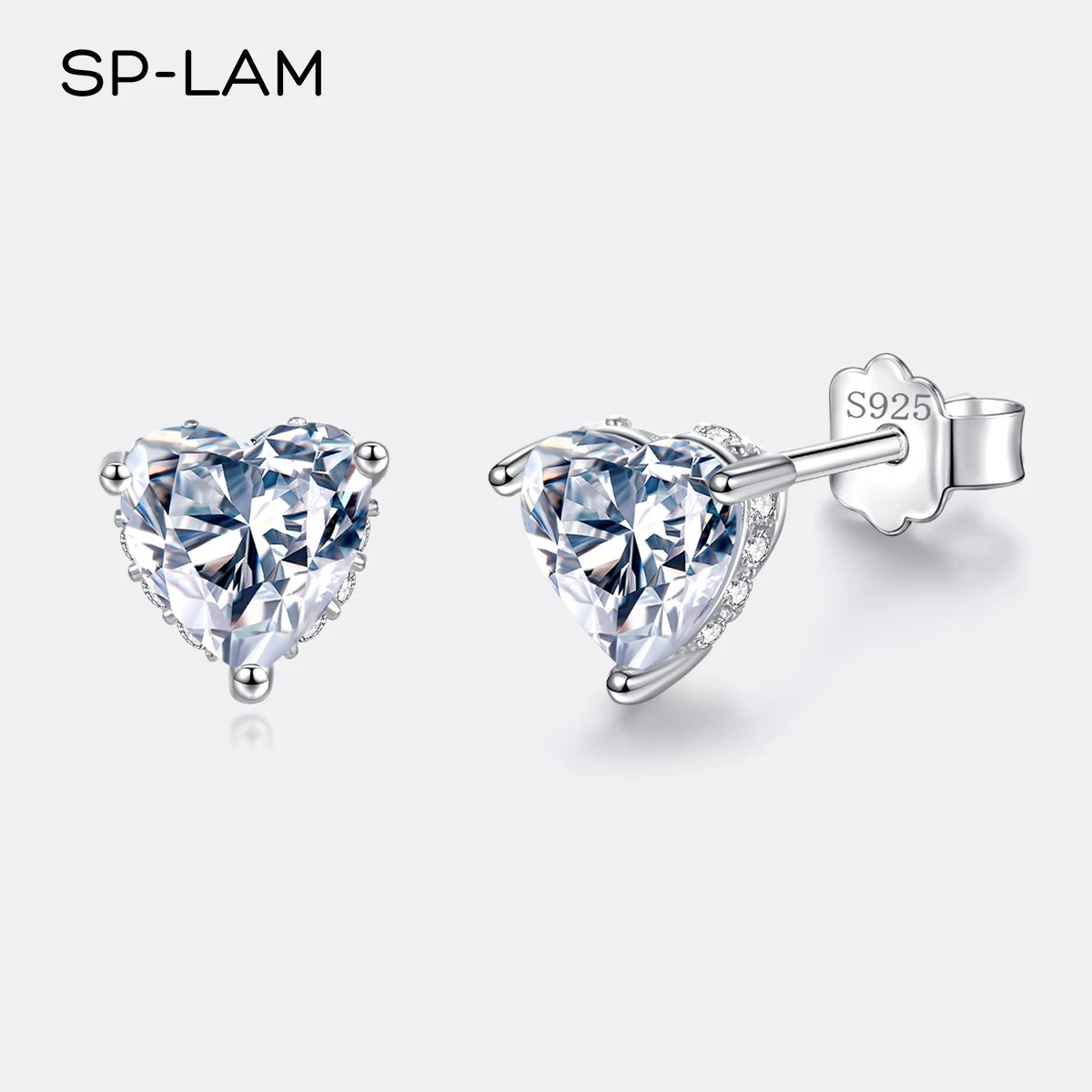 1CT Moissanite Earrings Heart Created Diamond Stone Genuine 925 Silver Women Elegant Luxury Tiny CZ Paved Studs Jewelry Gift MSE22052417 CHINA 1Ct per Pair