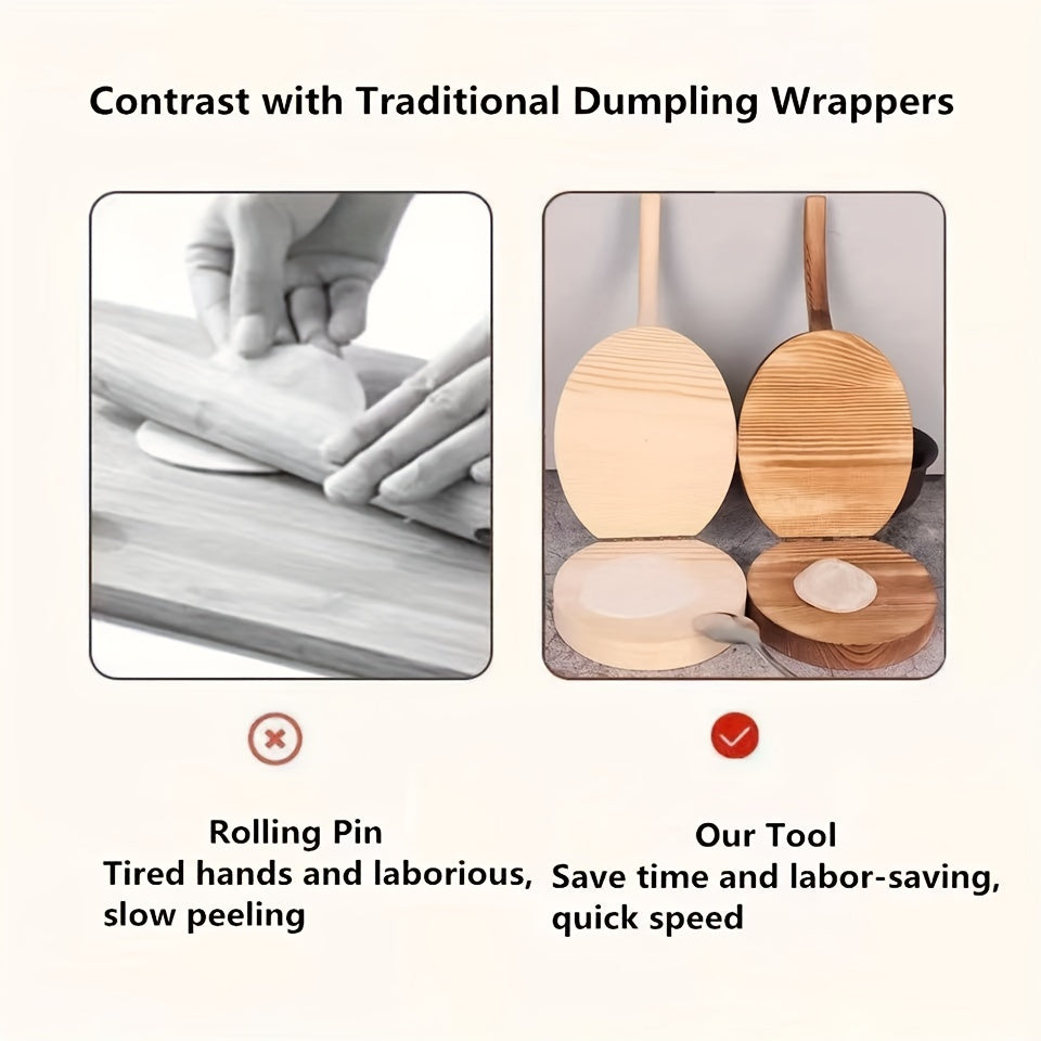 1pc Wooden Manual Dough Press Roller, Corn Tortilla Dumpling Skin Bun Skin Press Mold, Kitchen Baking Pastry Maker, Press Board Noodle Machine Tool, Kitchen Tools