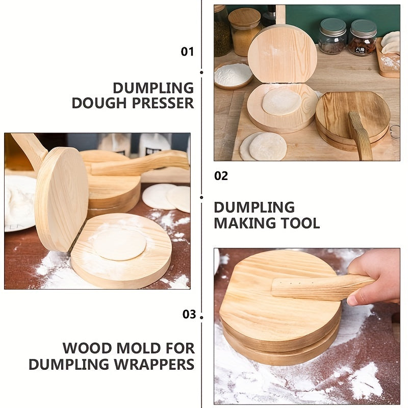 1pc Wooden Manual Dough Press Roller, Corn Tortilla Dumpling Skin Bun Skin Press Mold, Kitchen Baking Pastry Maker, Press Board Noodle Machine Tool, Kitchen Tools