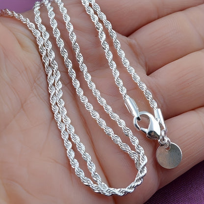 Stunning Silver Twisted Rope Chain Necklace Ideal for DIY Pendant