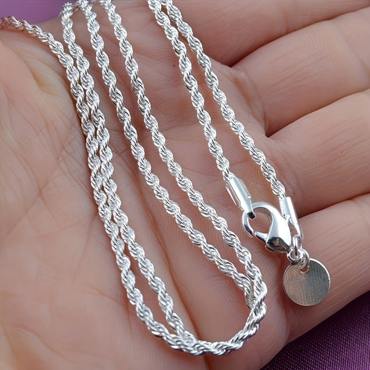 Stunning Silver Twisted Rope Chain Necklace Ideal for DIY Pendant