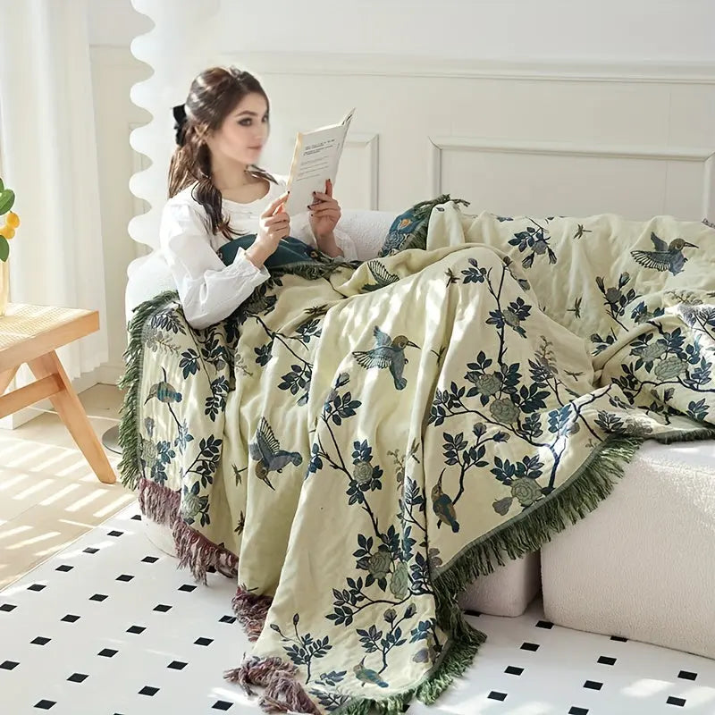 1pc Cotton Multi-layer Gauze Nap Blanket Throw Blanket Sofa Towel Couch Blanket Bed Sheet Air Conditioning Blanket Summer Cooling Quilt Towel Double-sided Skin-friendly Machine Washable Reusable No Deformation No Ball No Shrinking Blanket dealsjust