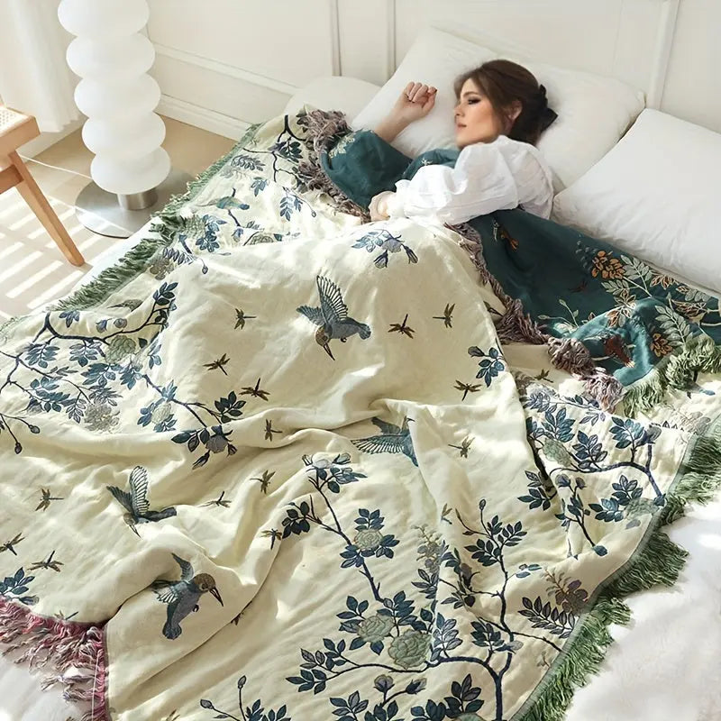 1pc Cotton Multi-layer Gauze Nap Blanket Throw Blanket Sofa Towel Couch Blanket Bed Sheet Air Conditioning Blanket Summer Cooling Quilt Towel Double-sided Skin-friendly Machine Washable Reusable No Deformation No Ball No Shrinking Blanket dealsjust