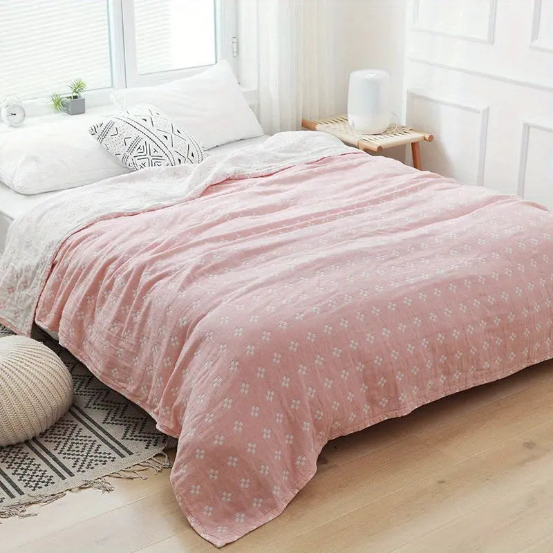 1pc Cotton Three-layer Gauze Towel Quilt, Single Double Summer Cotton Air Conditioning Throw Blanket Nap Blanket Thin Quilt dealsjust