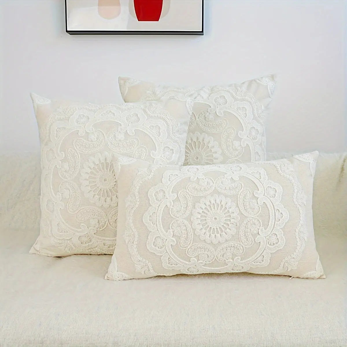 1pc Delicate Round Embroidered Pillowcase, Home Decoration, Pillow Insert Not Included Floral Traditional Zip Throw Pillow Cover dealsjust