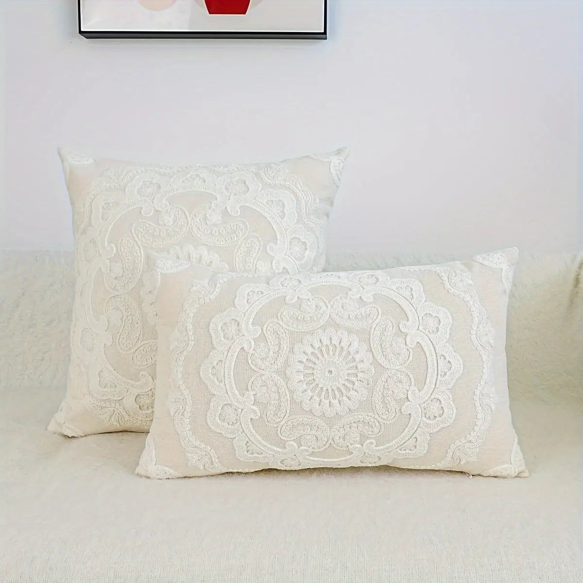 1pc Delicate Round Embroidered Pillowcase, Home Decoration, Pillow Insert Not Included Floral Traditional Zip Throw Pillow Cover dealsjust